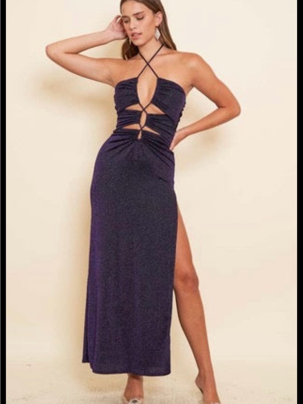 Strappy Cutout Dress in Deep Purple